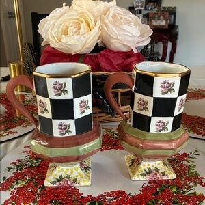 MacKenzie Childs Palm & Devon Torquay Mugs